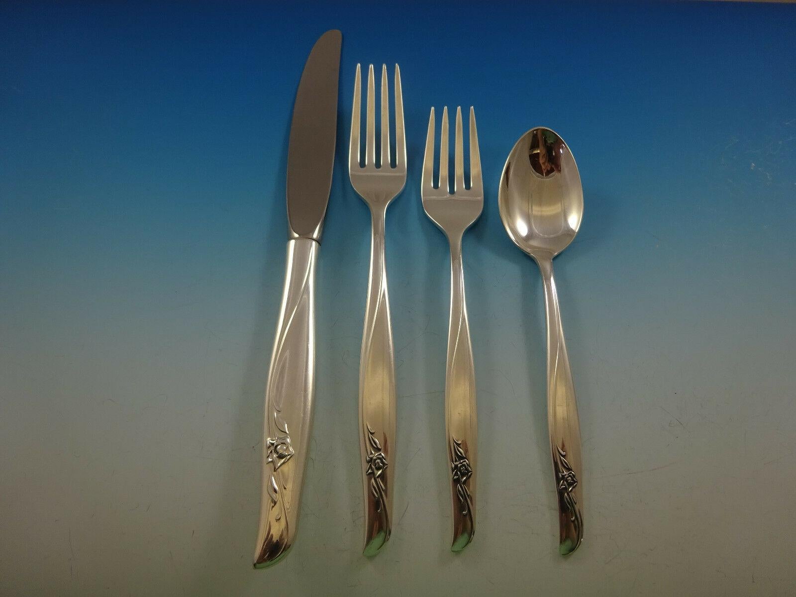 Sea Rose by Gorham Sterling Silver Flatware Service for 8 Set 40 Pcs Midcentury In Excellent Condition For Sale In Big Bend, WI