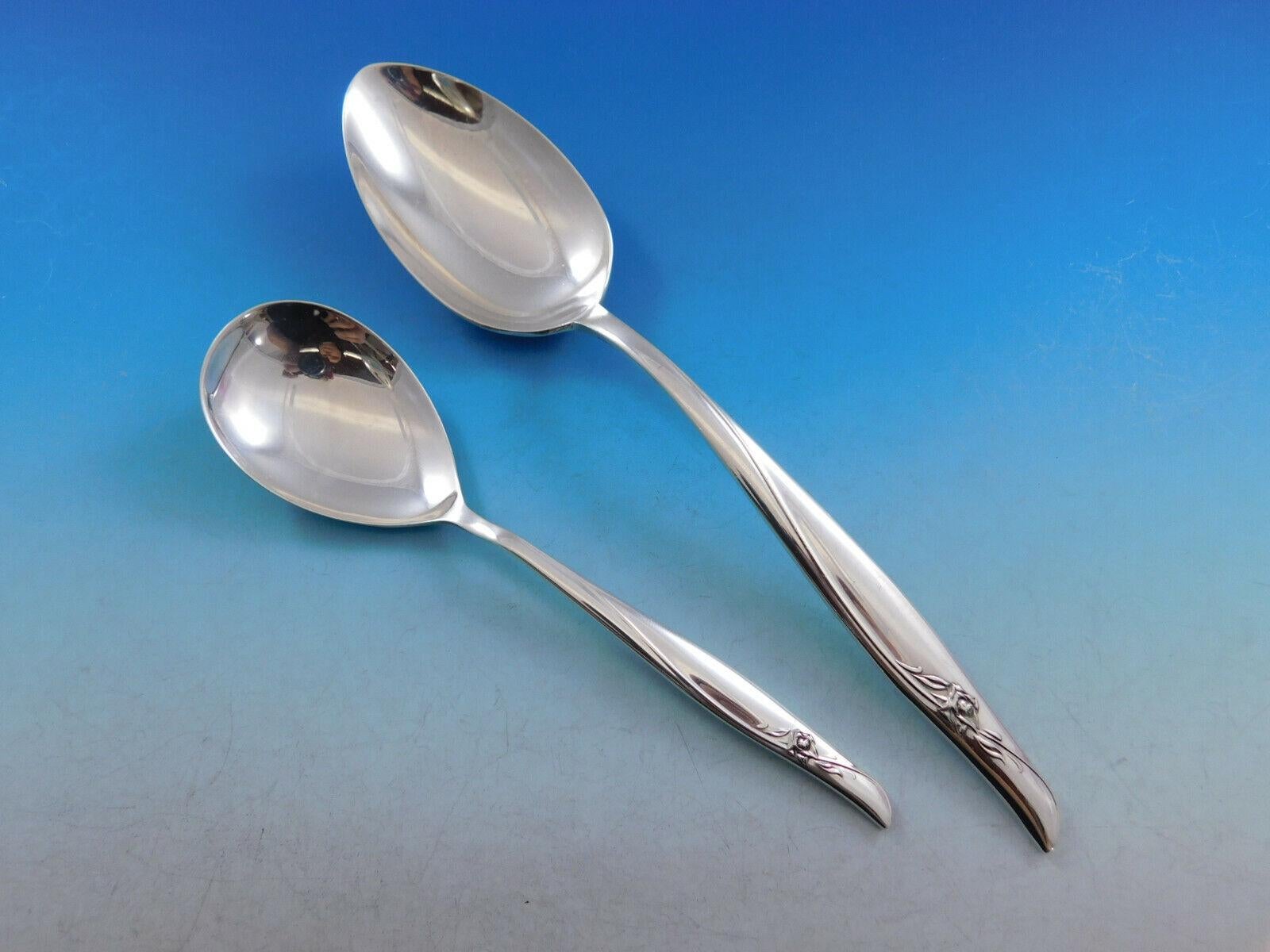 20th Century Sea Rose by Gorham Sterling Silver Flatware Set 12 Service 53 pieces Modern For Sale