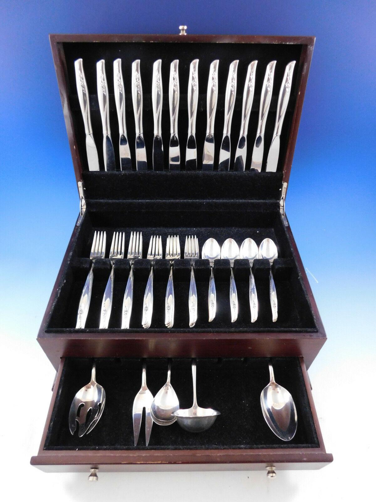 Sea Rose by Gorham Sterling Silver Flatware Set 12 Service 53 pieces Modern For Sale 5