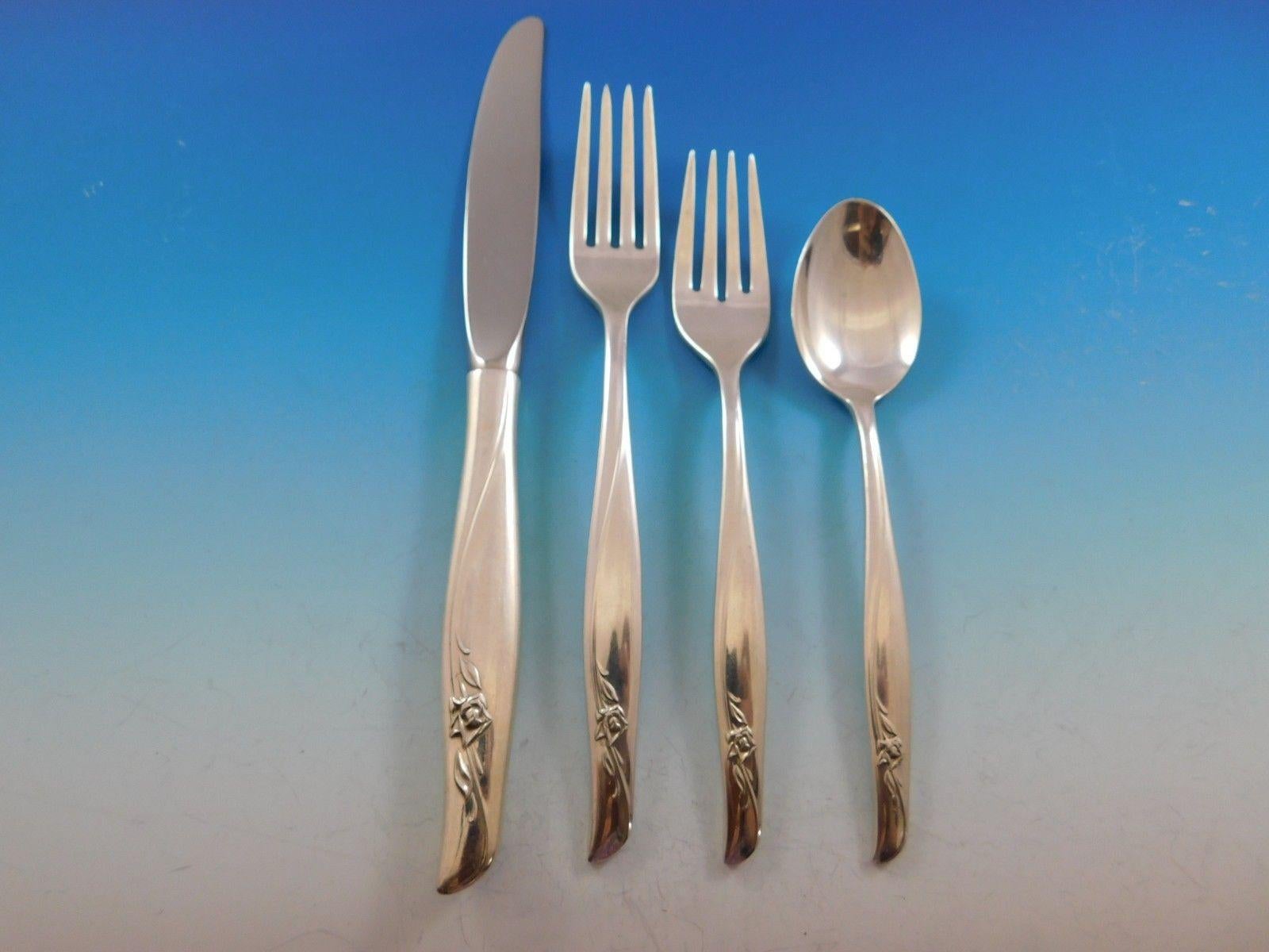 Ensemble de couverts moderne en argent sterling Sea Rose by Gorham, 12 services, 79 pièces Excellent état - En vente à Big Bend, WI