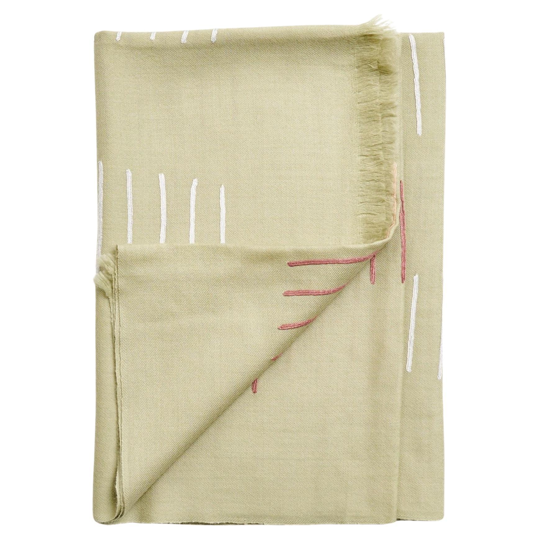 Meersalz Hand bestickt Hand gewebt Modern Artisanal Schal im Angebot