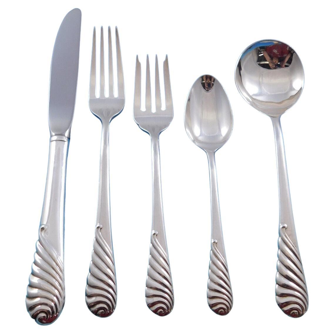 Sea Sculpture by Gorham Sterling Silver Flatware Set for 12 Service 66 pieces For Sale