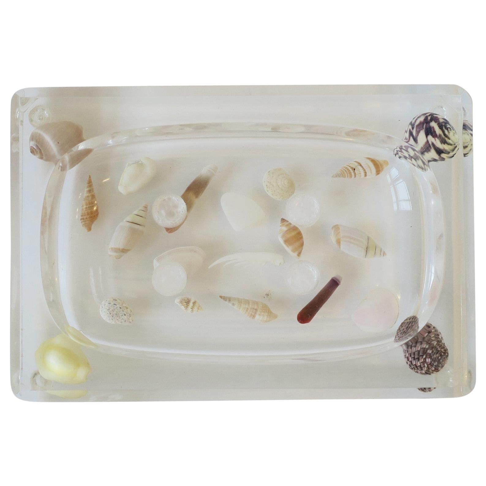 Seashell and Lucite Acrylic Soap Dish For Sale