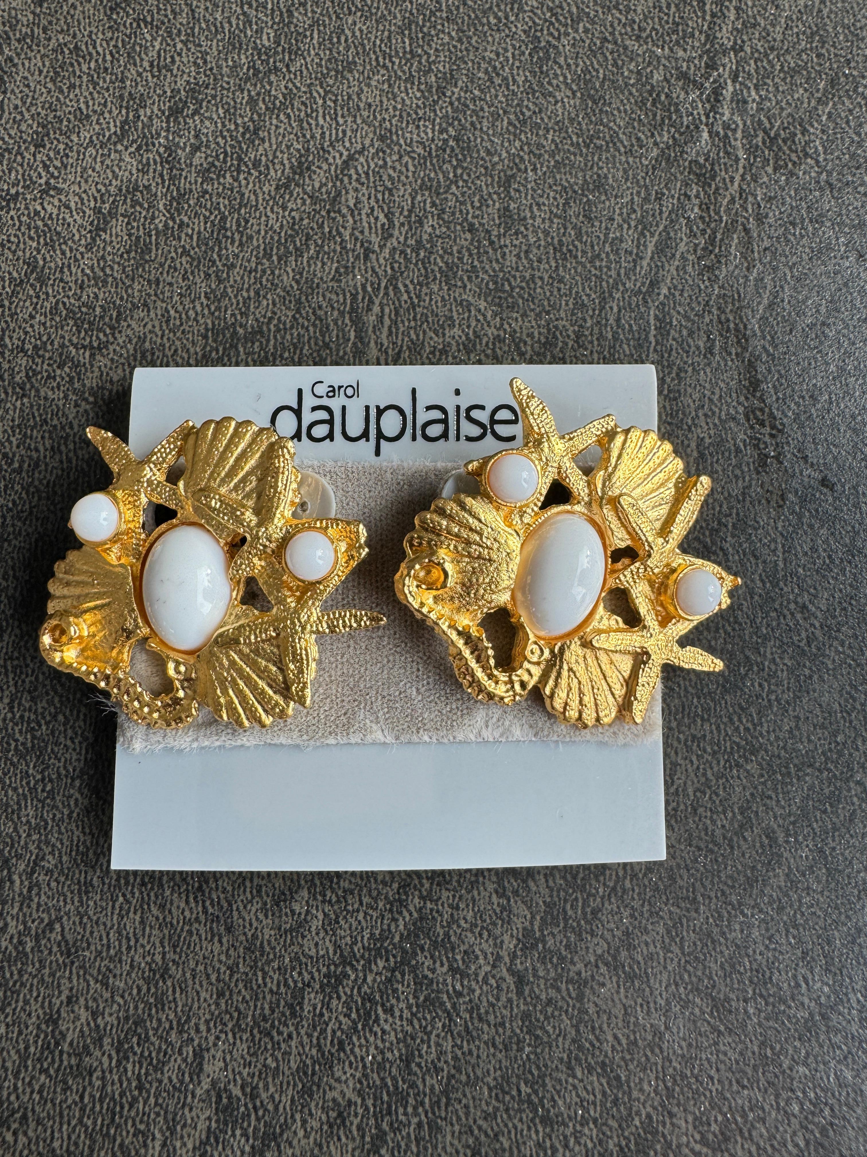 Concha Carol Dauplaise Pendientes Dorados Nuevos Nunca Usados- Años 80 en venta 1