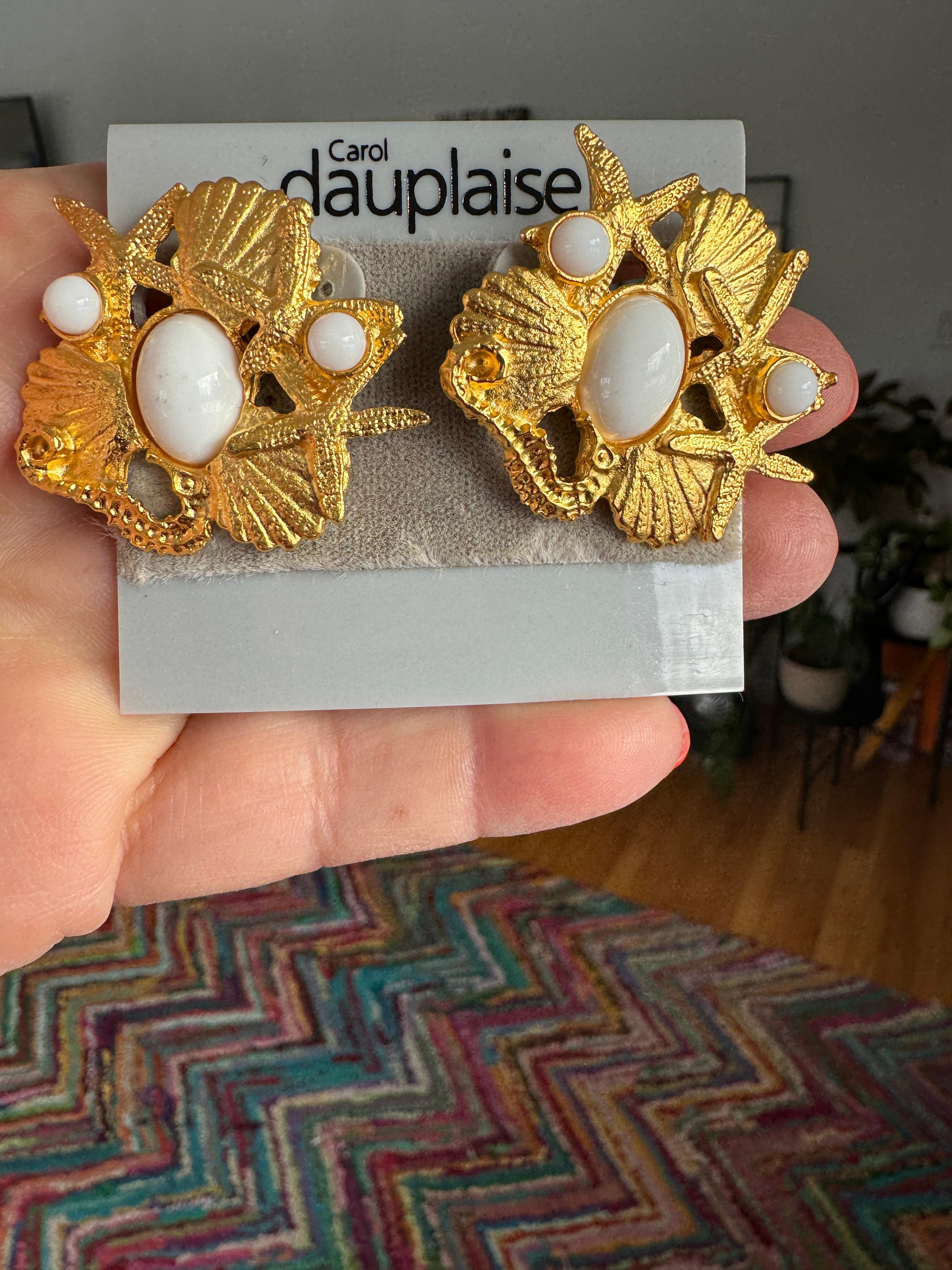 Concha Carol Dauplaise Pendientes Dorados Nuevos Nunca Usados- Años 80 en venta 3