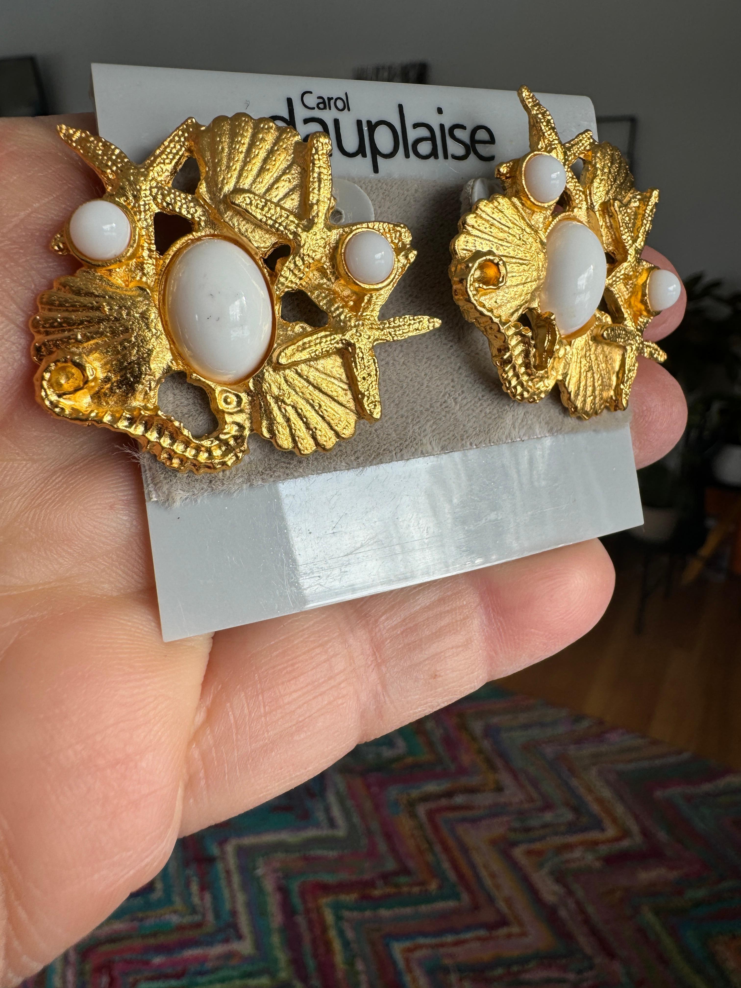 Concha Carol Dauplaise Pendientes Dorados Nuevos Nunca Usados- Años 80 en venta 4