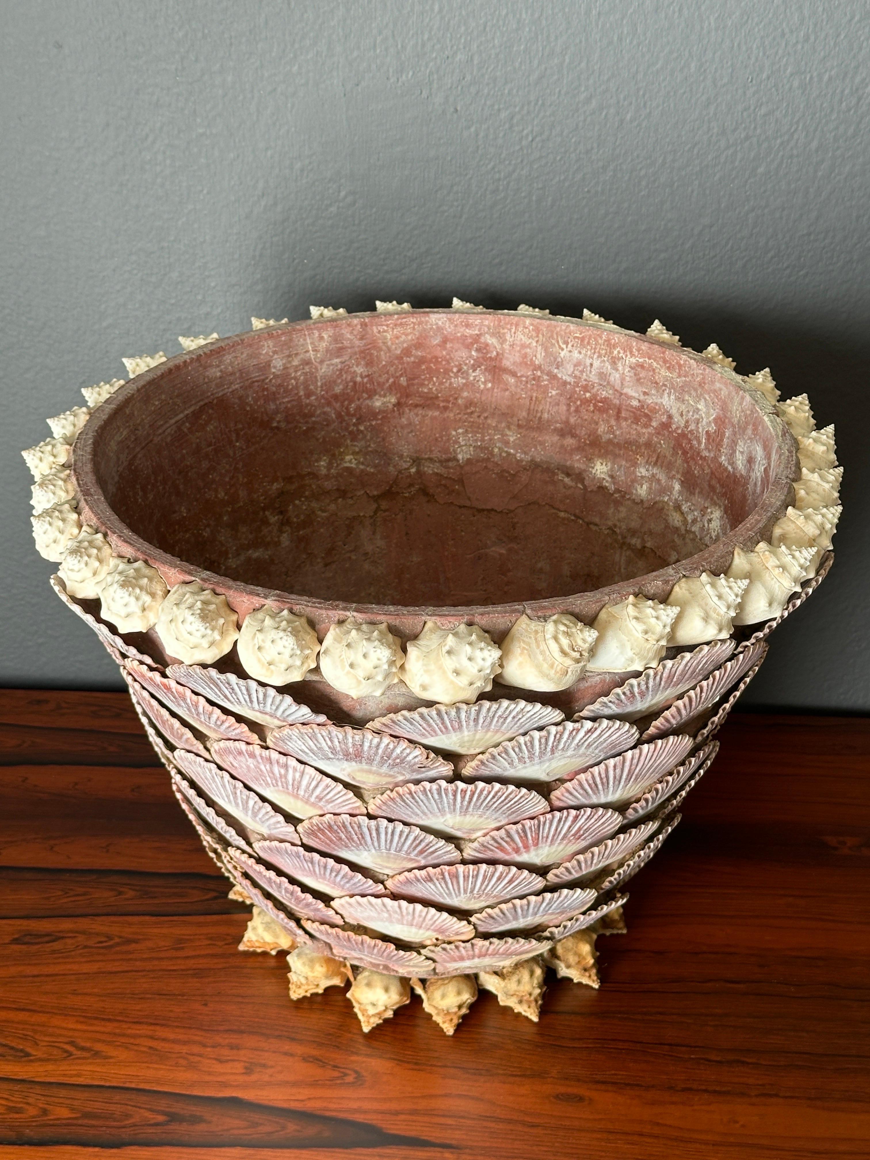 Late 20th Century Sea Shell Covered Planter