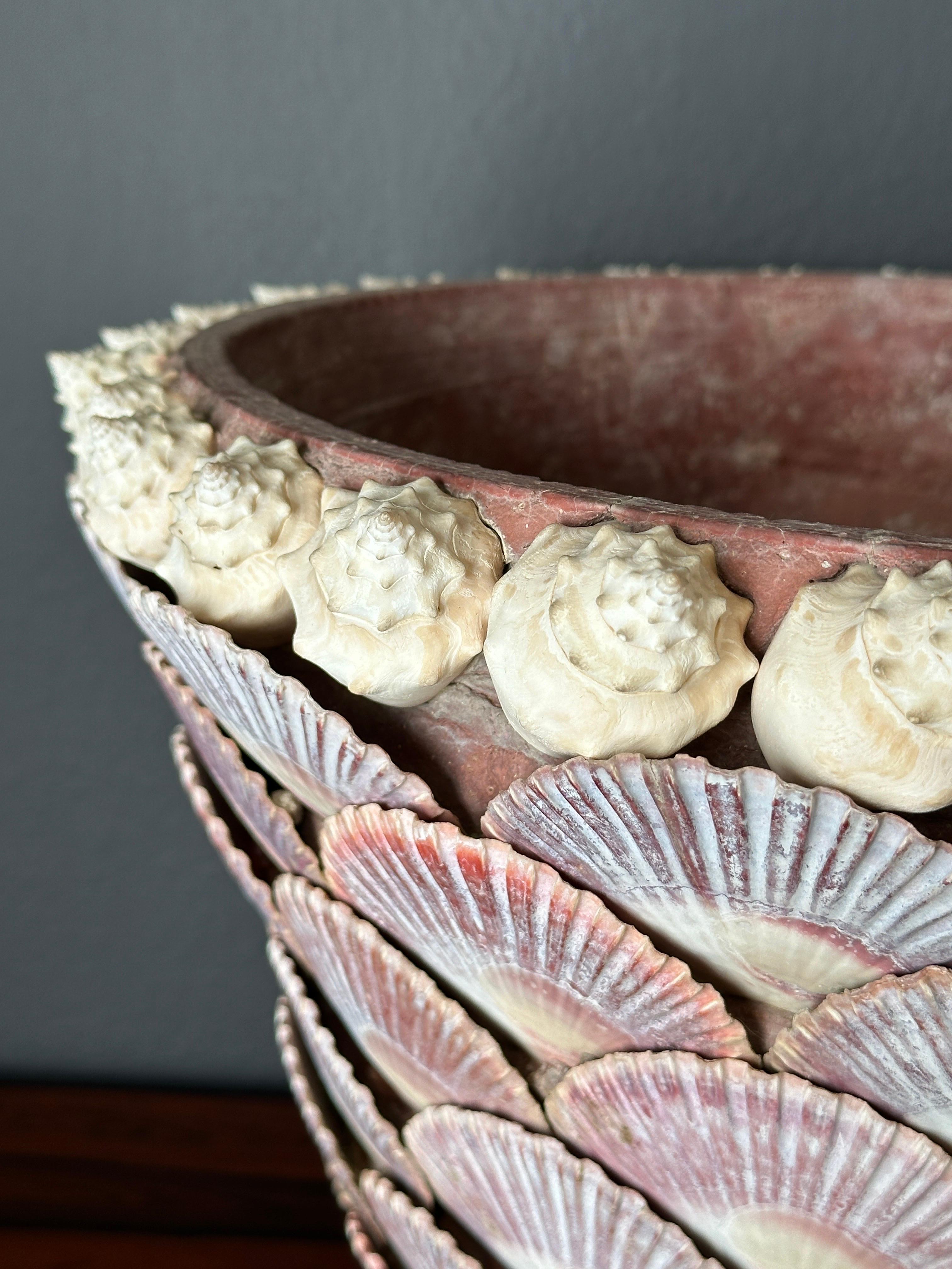 Terracotta Sea Shell Covered Planter