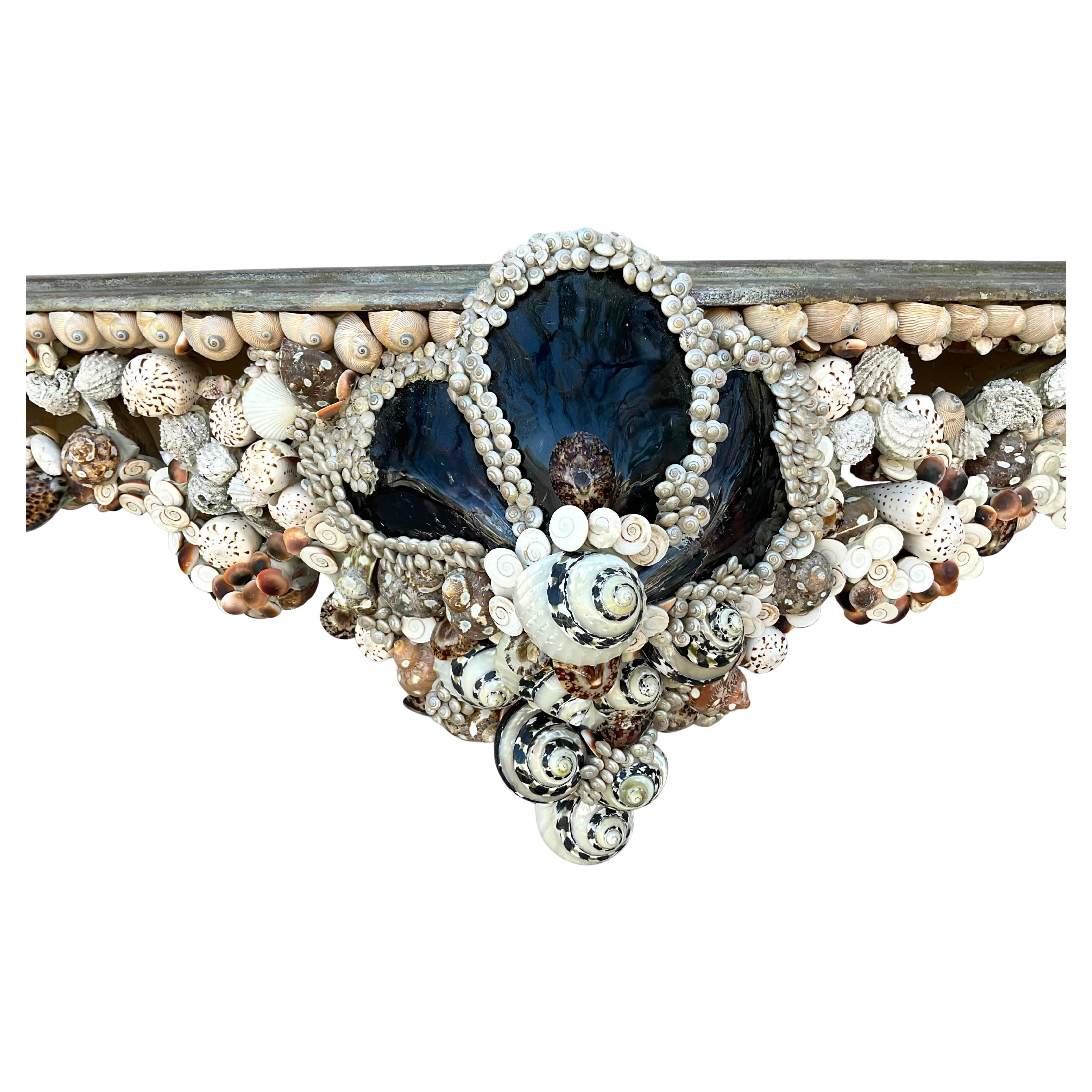 Sea Shell Encrusted Grotto Style Console Table For Sale 6
