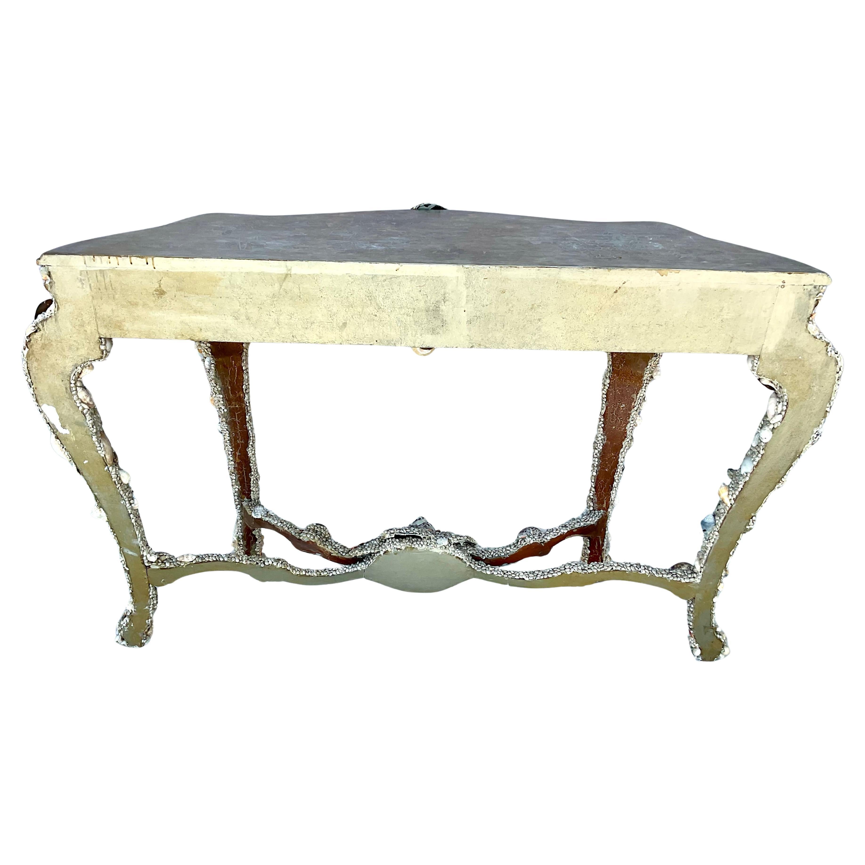 Sea Shell Encrusted Grotto Style Console Table For Sale 7