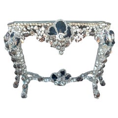 Sea Shell Encrusted Grotto Style Console Table