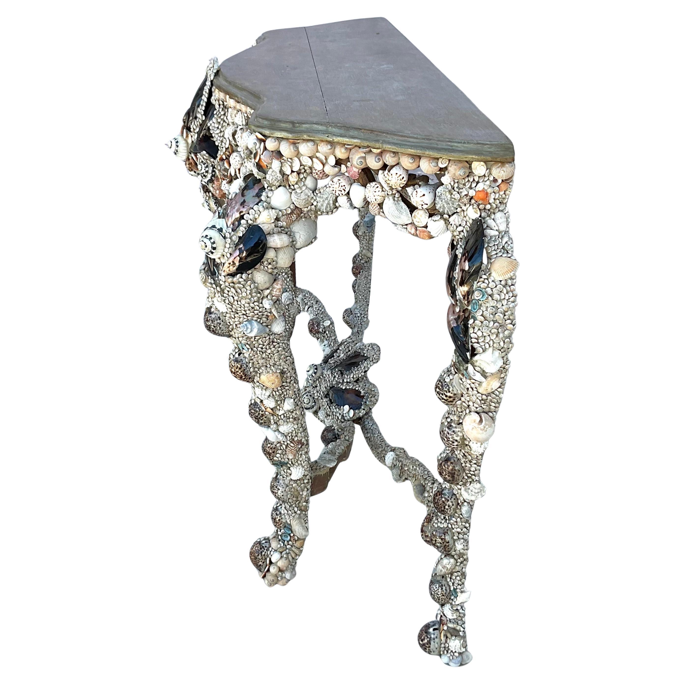 Sea Shell Encrusted Grotto Style Console Table For Sale 2