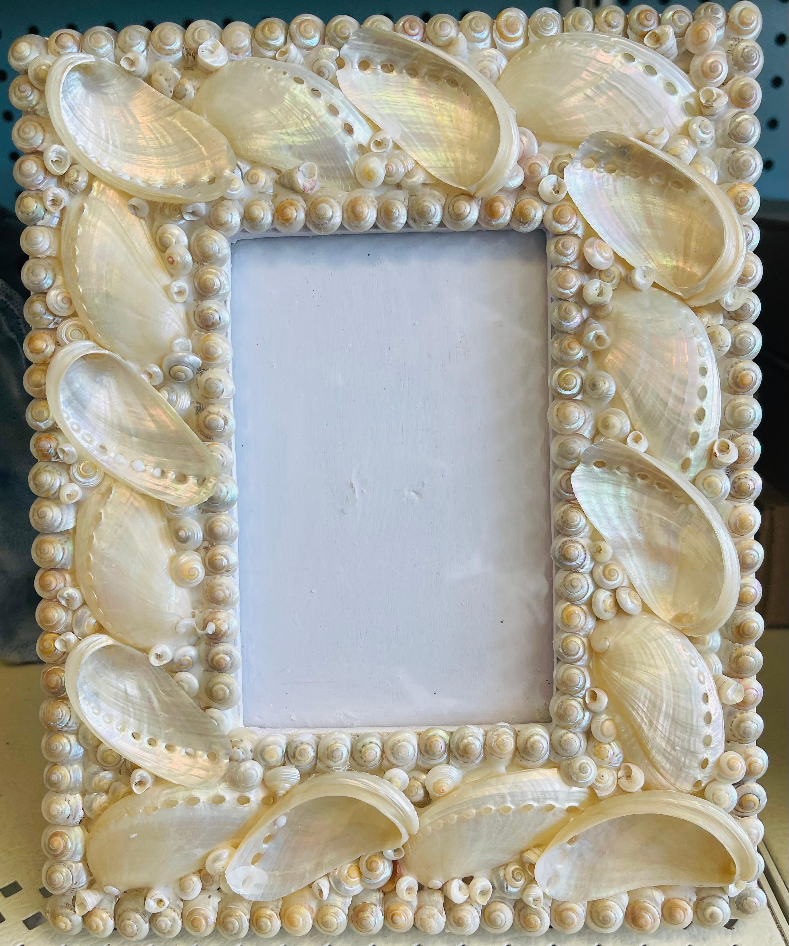 American Sea Shell Encrusted Photo Frame For Sale