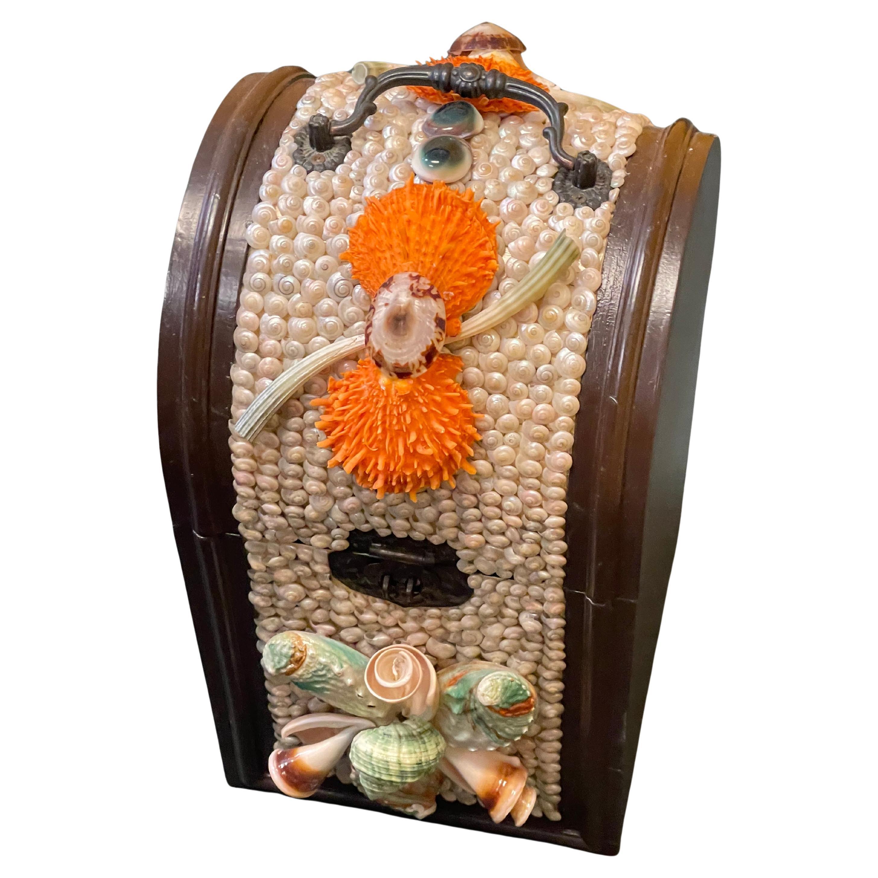 Sea Shell Encrusyed Columbus Treasure Chest Box