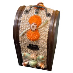 Used Sea Shell Encrusyed Columbus Treasure Chest Box