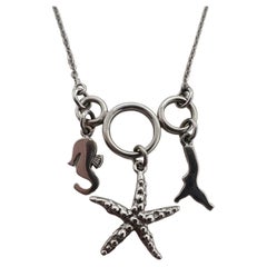 Sea Shell Necklace 18KT gold Dangling coral necklace starfish pendant