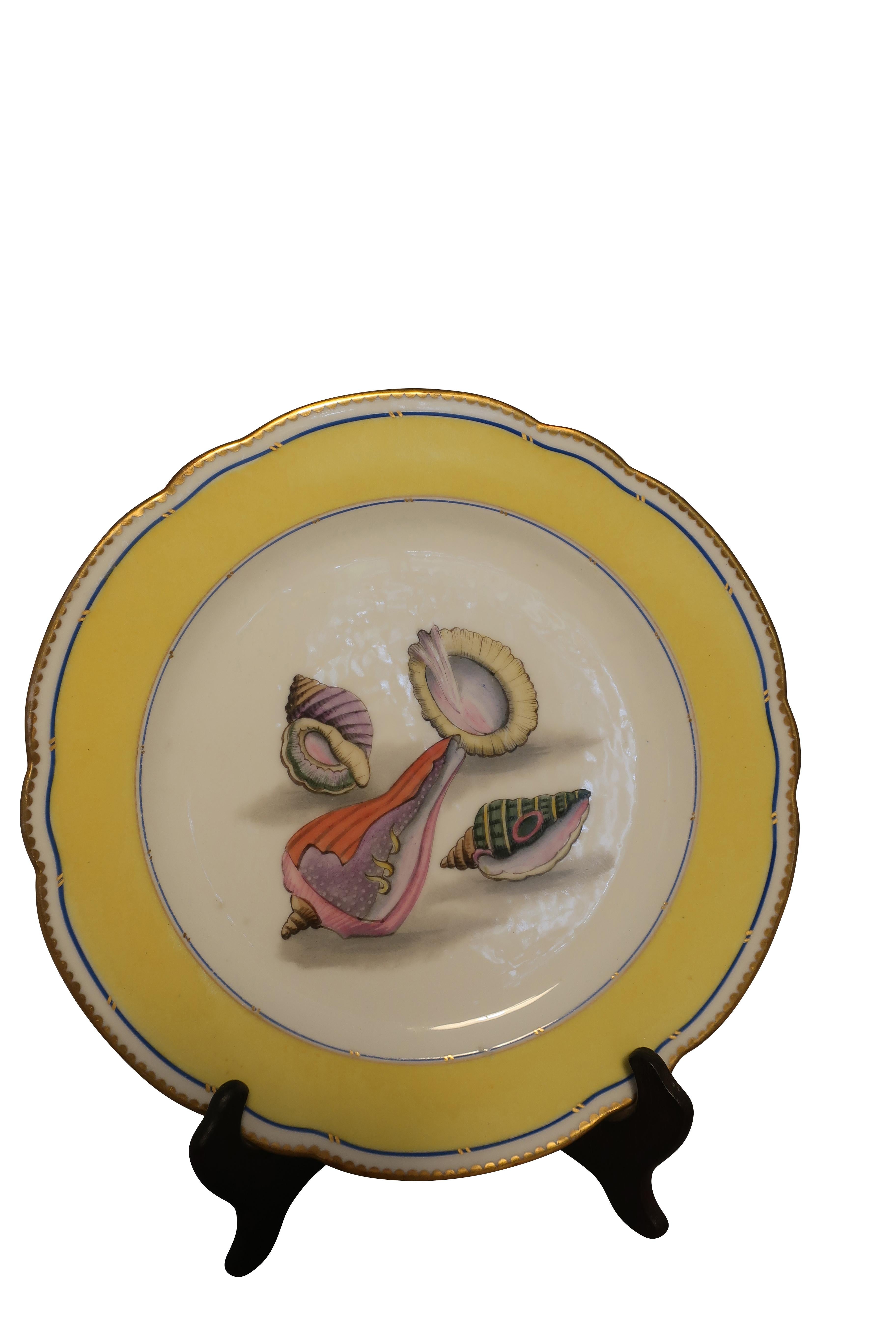 Hand-Painted Sea Shell Porcelain Plates French Rousseau, Set of 6 or 12