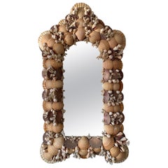 Vintage Sea Shell Seashell and Coral Sculpture Wall Mirror