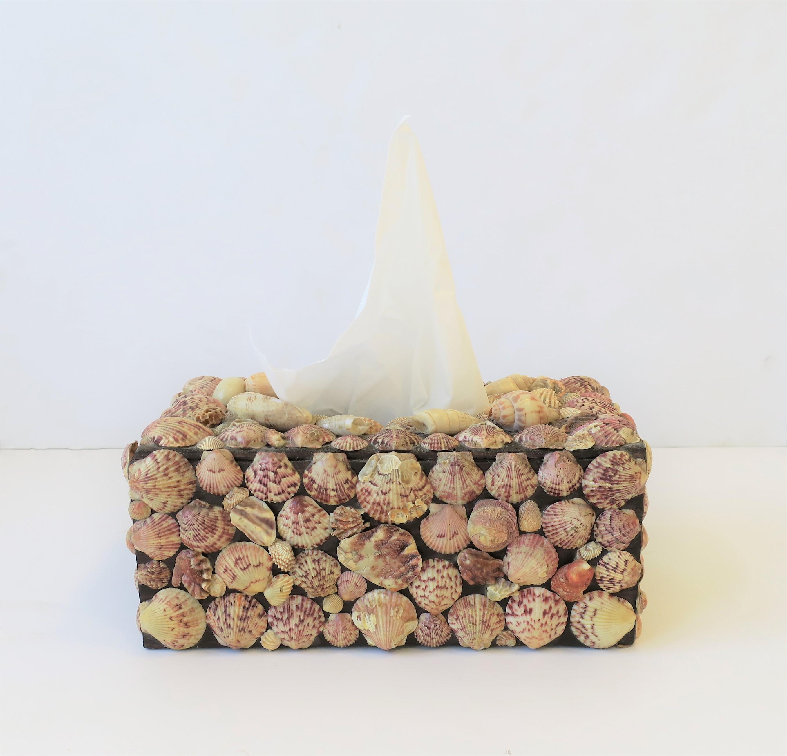 Hand-Crafted Seashell Tissue Holder Cover Box For Sale