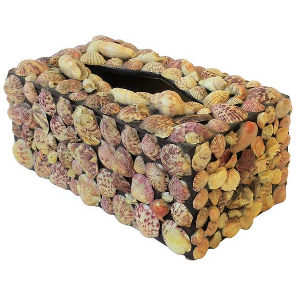 Seashell Tissue Holder Cover Box For Sale at 1stDibs | seashell tissue ...