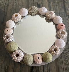 Organic Modern Sea Shell Urchins Vintage Round Mirror