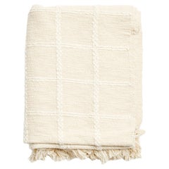 Sea Shell White Checks Lightly Weighted Cotton Handloom Throw