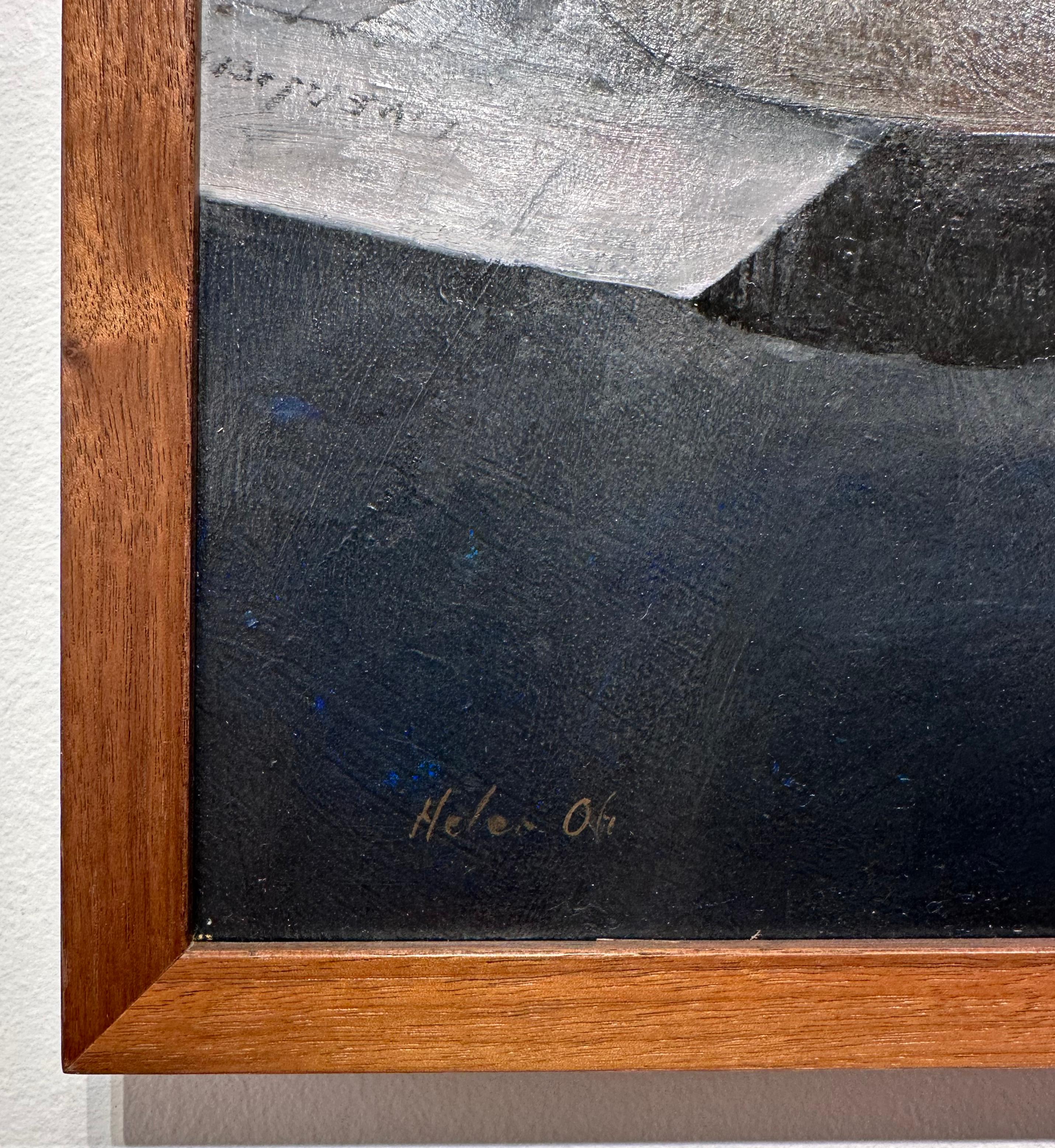 Contemporary Sea Shells in Violin Case, Original Oil on Panel with Silver Leaf, Framed For Sale