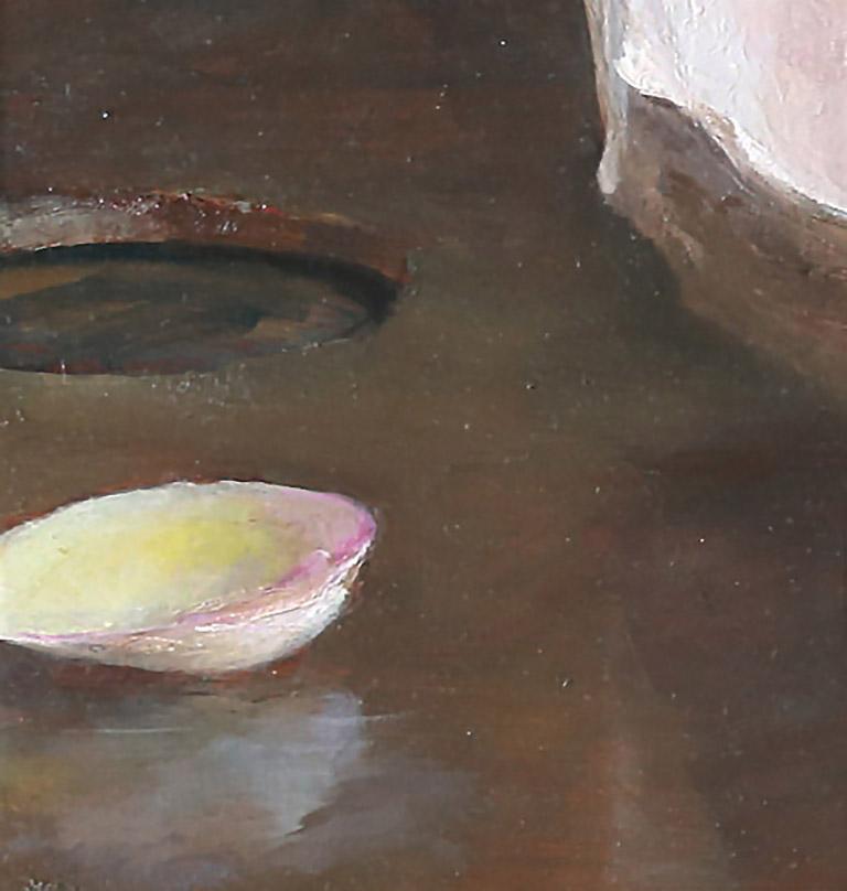 Hand-Painted Sea Shells on an Artist's Palette, Original Oil Painting by Helen Oh For Sale