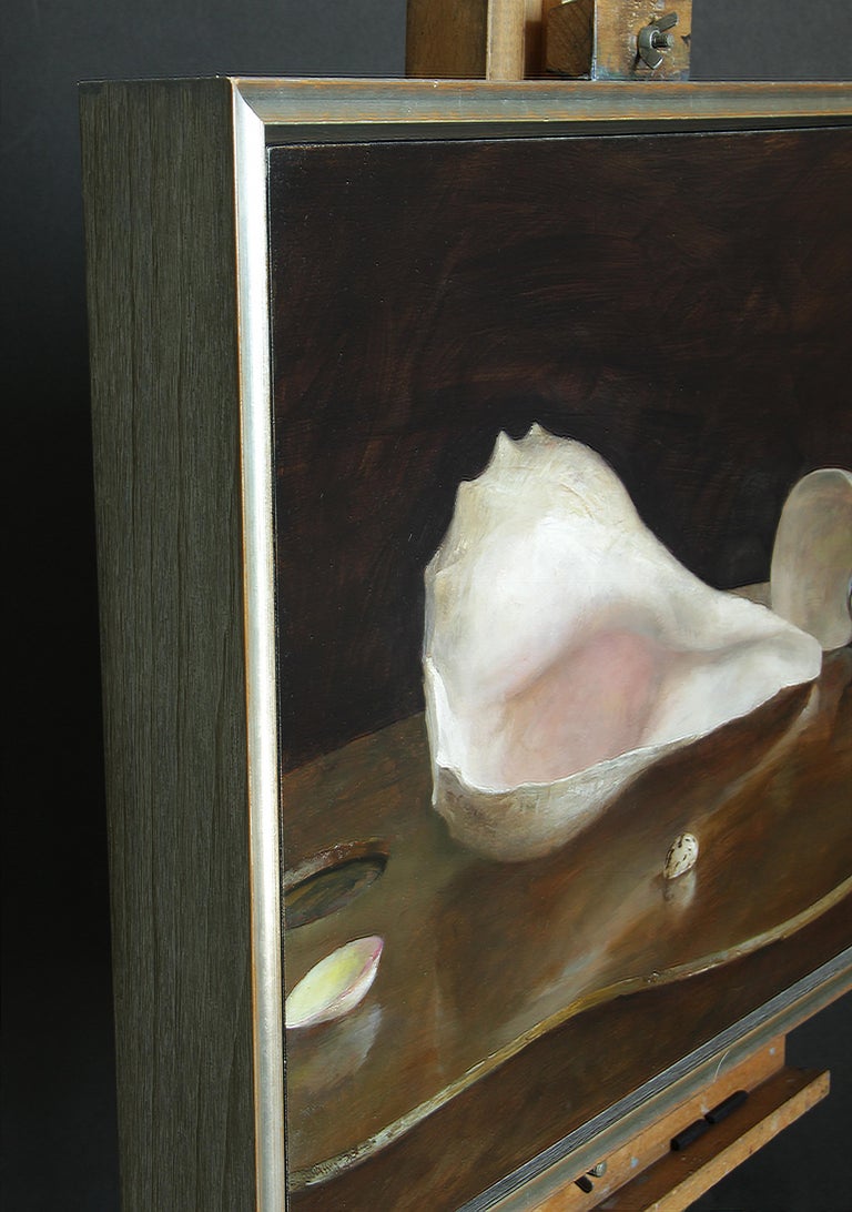 Contemporary Sea Shells on an Artist's Palette, Original Oil Painting by Helen Oh For Sale
