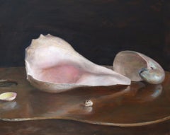 Sea Shells on an Artist's Palette, Original Oil Painting by Helen Oh