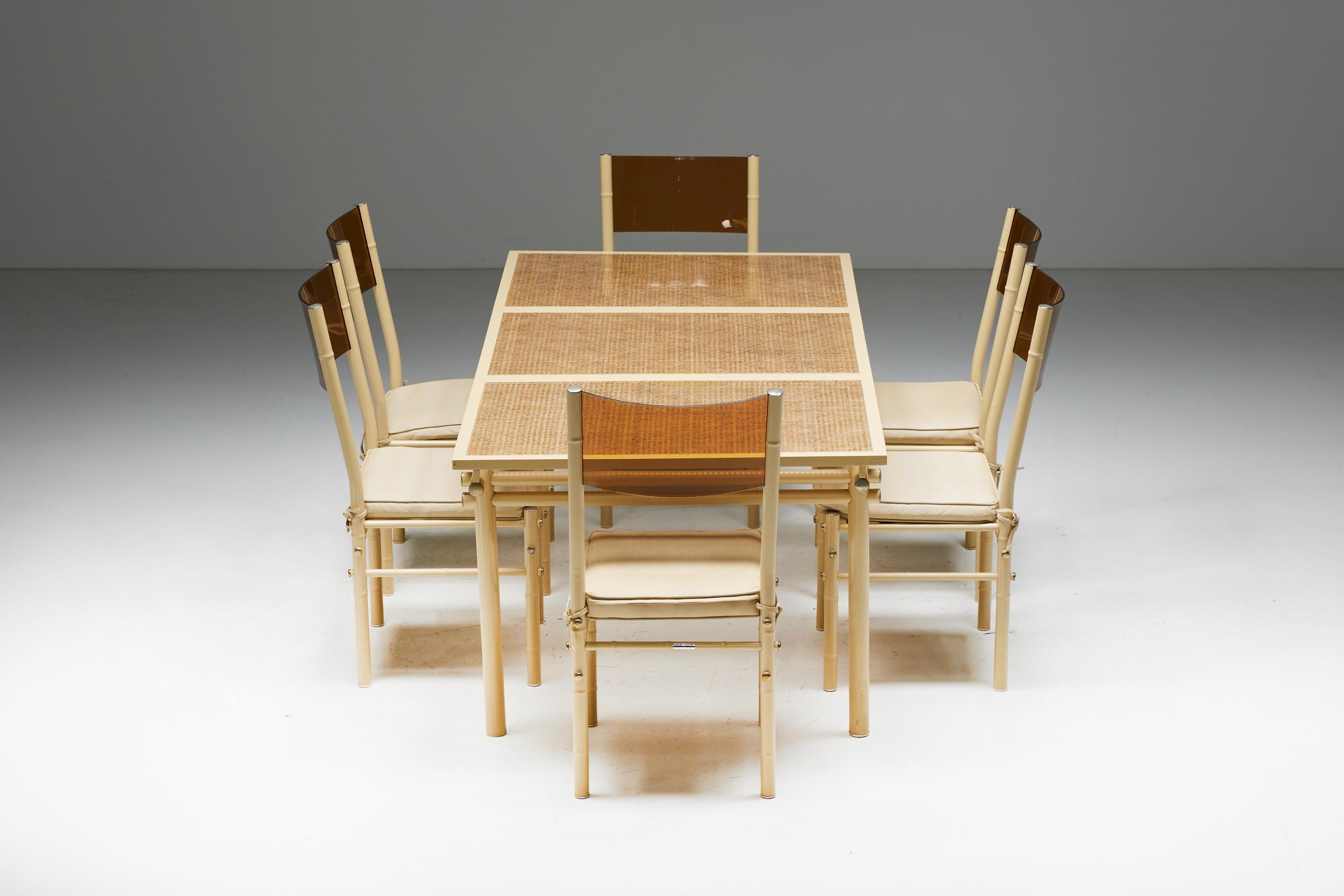 Mid-Century Modern; Italy; 1970s; Hugonet; Dining Set; Modernist; Paris; France; Plexiglass; Bamboo;

Hugonet 