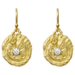 Susan Lister Locke “Sea Star" & 0.20 Carat Diamond 18 Karat Gold Dangle Earrings
