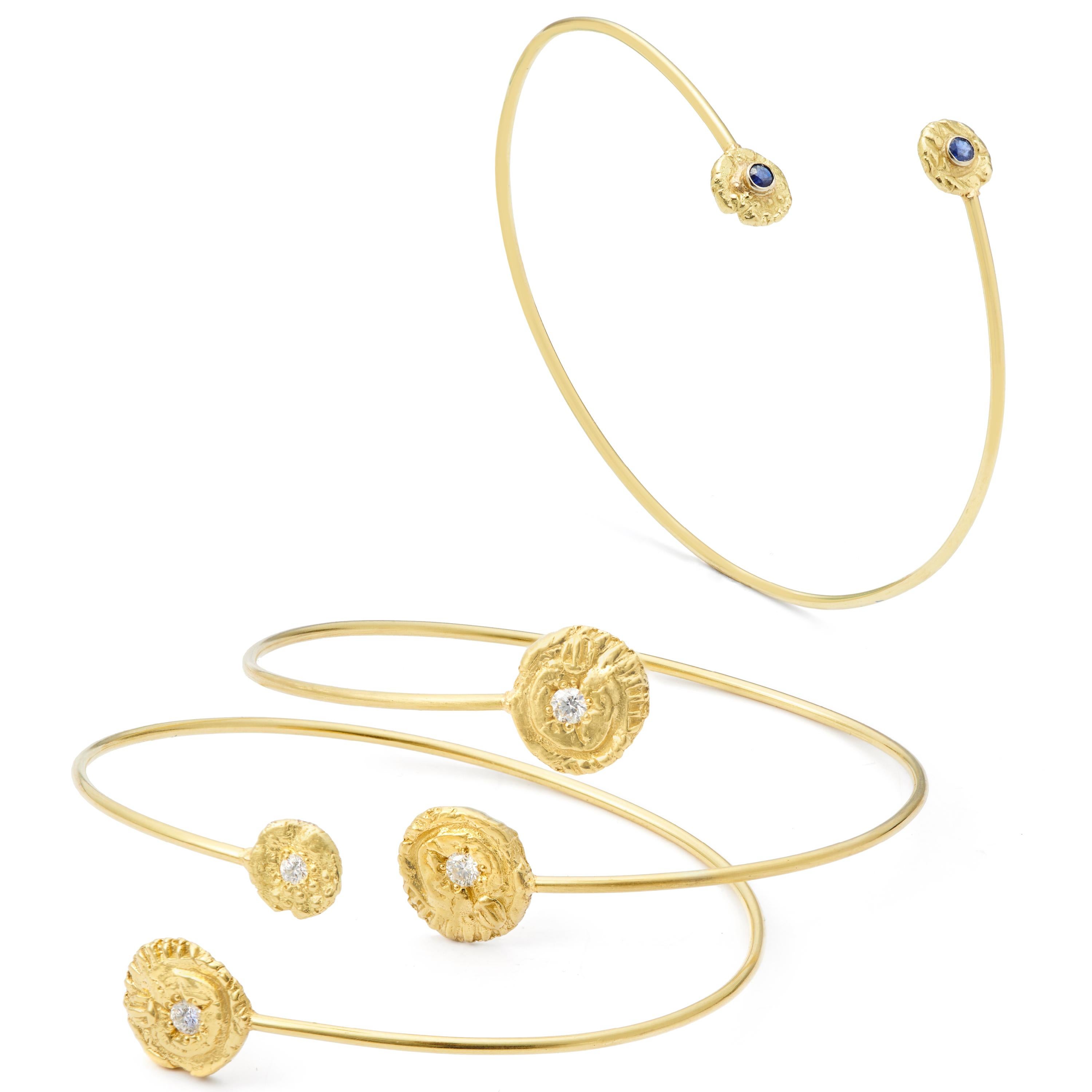 Brilliant Cut Susan Lister Locke “Sea Star” and 0.20 Carat Diamond Bypass Bracelet in 18K Gold For Sale