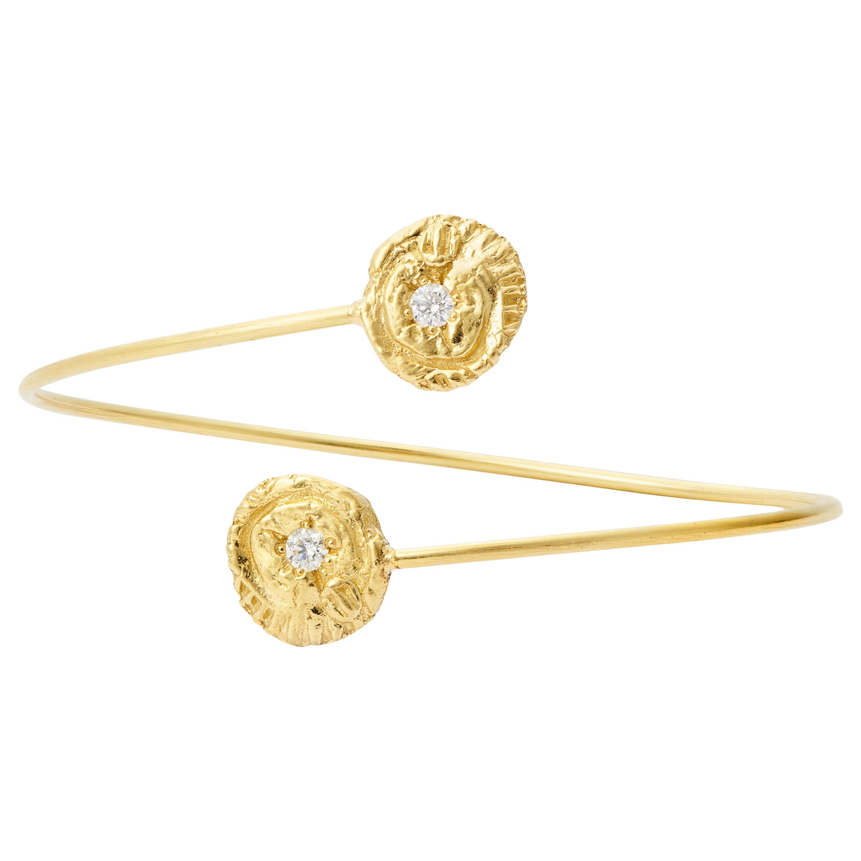Susan Lister Locke “Sea Star” and 0.20 Carat Diamond Bypass Bracelet in 18K Gold For Sale