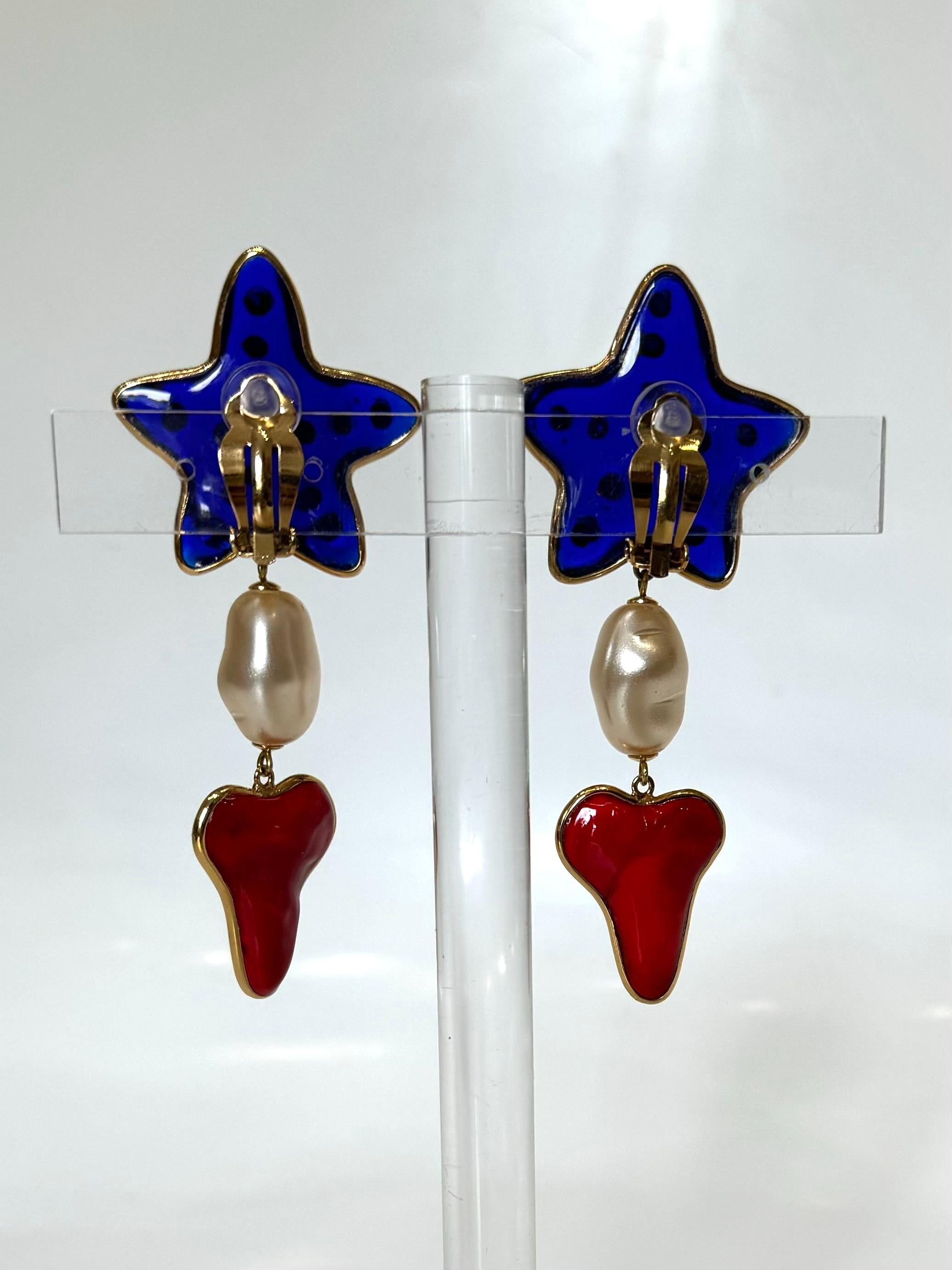 Sea Star and Coral Statement Earrings by GRIPOIX Paris In New Condition For Sale In Virginia Beach, VA