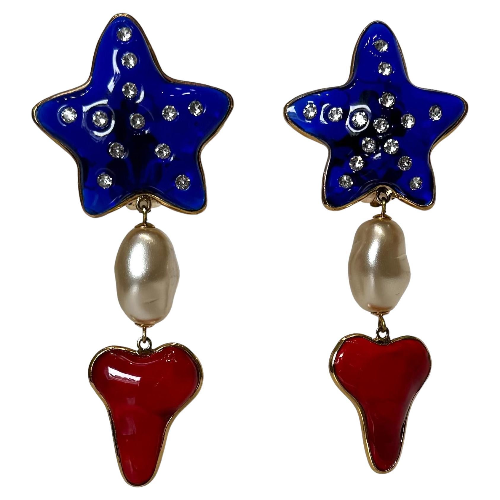 Sea Star and Coral Statement Earrings by GRIPOIX Paris