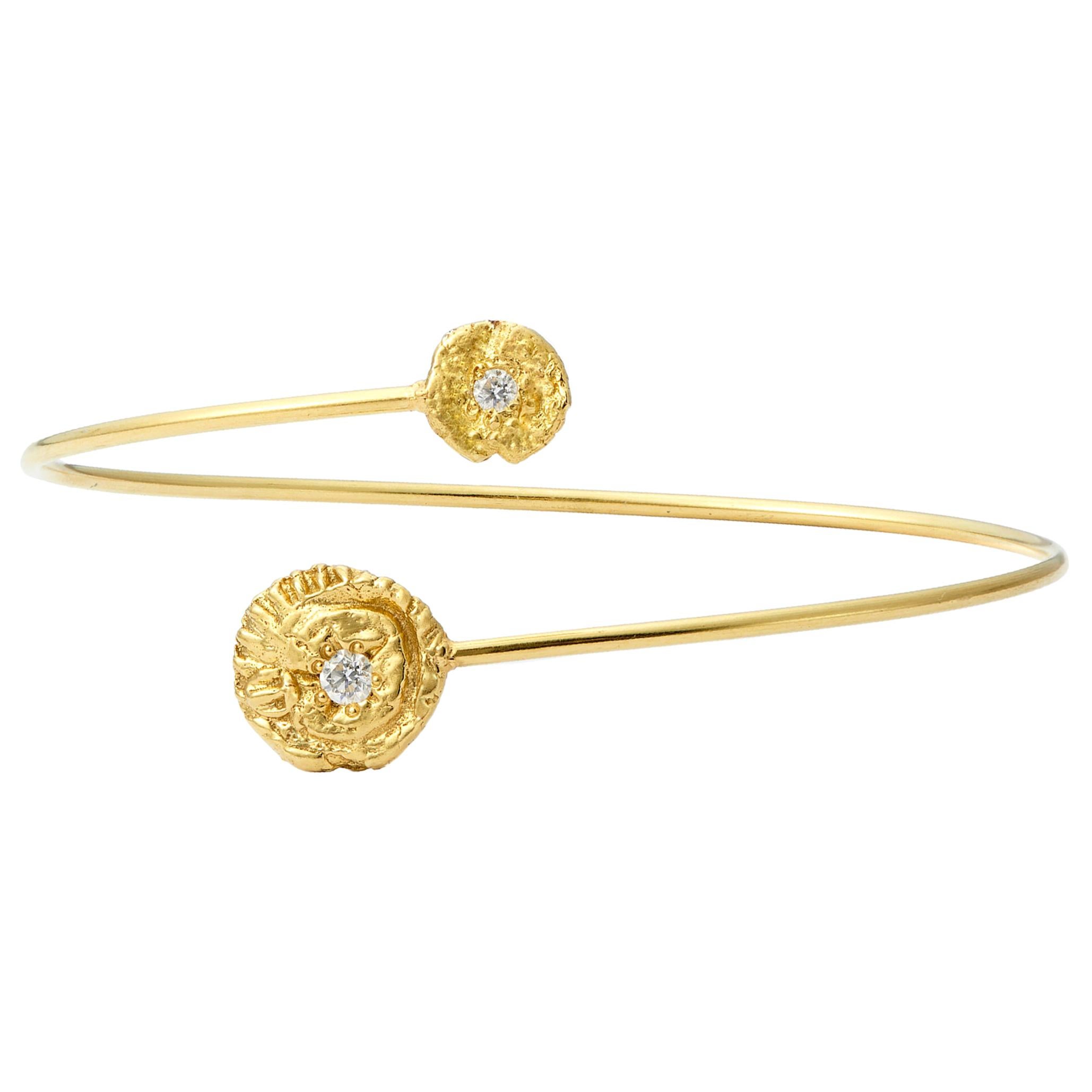 Susan Lister Locke “Sea Star” & “Seaquin” Bangle Bracelet with 0.20ct Diamonds For Sale
