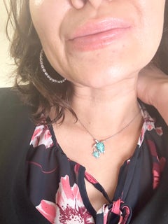 Sea Turtle baby and mama diamond pendant 925 silver pendant necklace Valentines