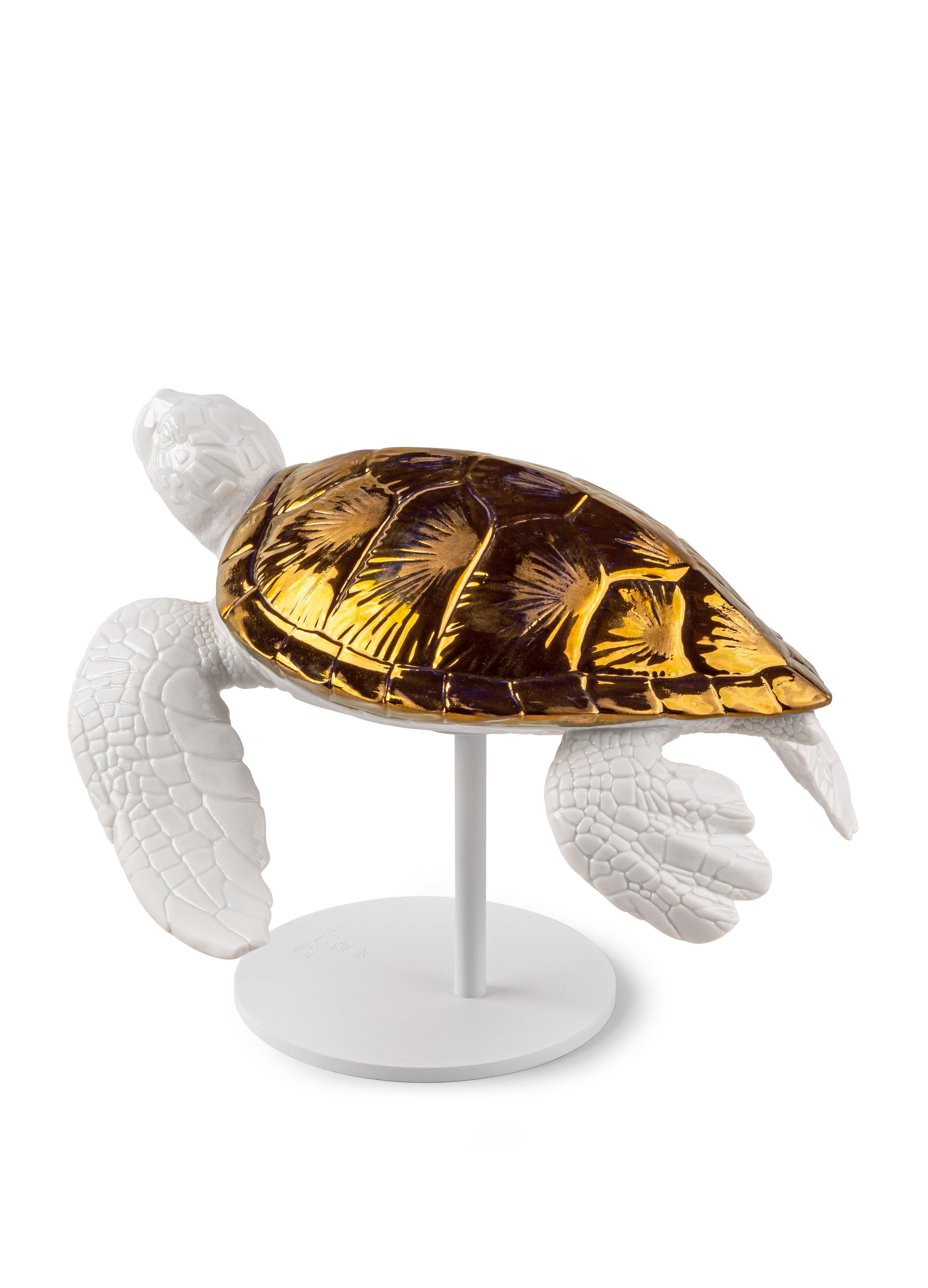 Spanish Sea Turtle II 'White-Copper' Sculpture