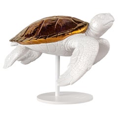 Sea Turtle II 'White-Copper' Sculpture