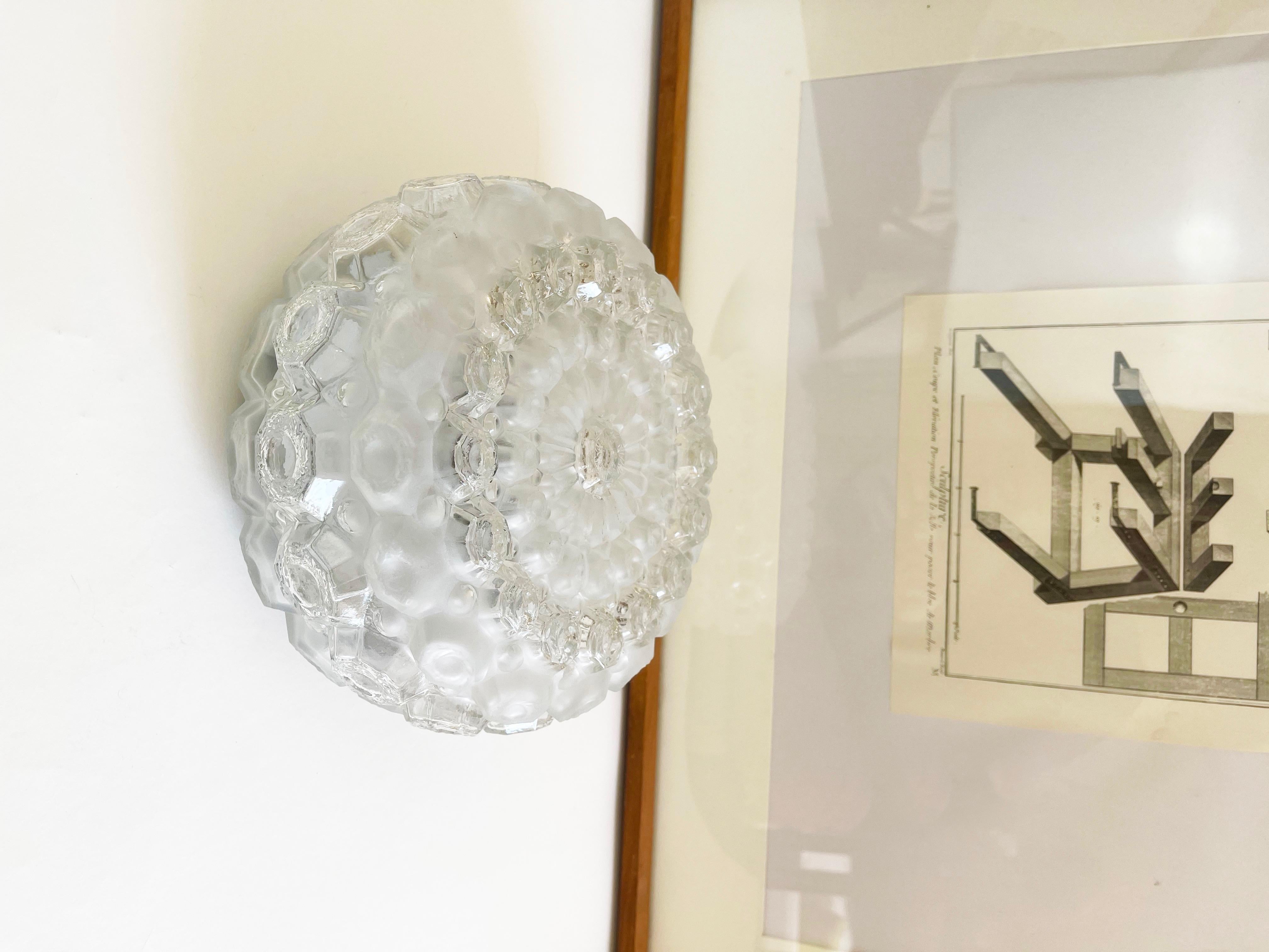 20ième siècle Lampe encastrée Sea Urchin Bubble Glass, dépolie, attr. Honsel, Allemagne, années 1970 en vente