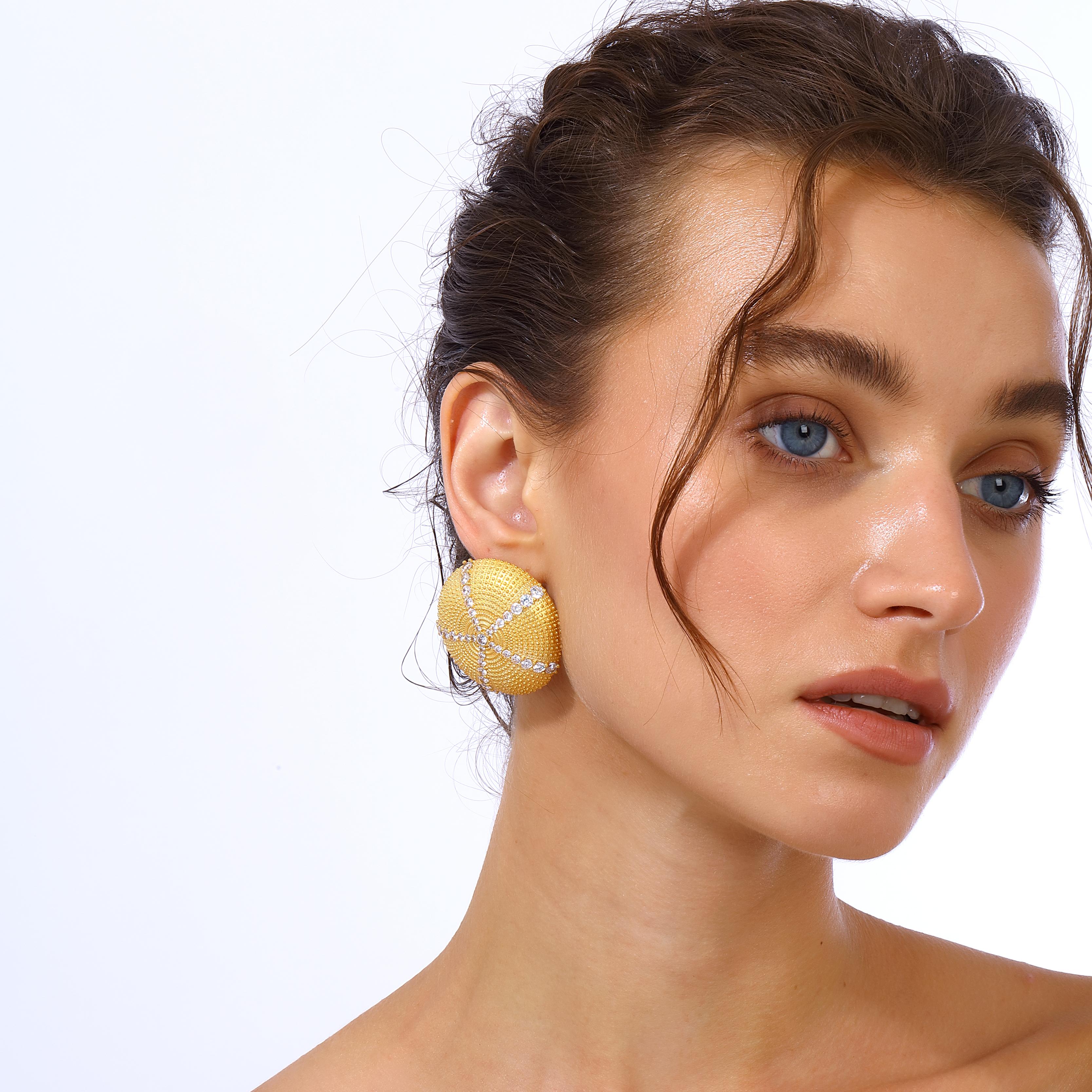 Brilliant Cut Sea Urchin Earrings - Clear For Sale
