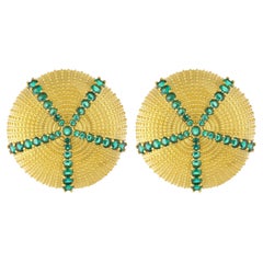 Sea Urchin Earrings - Emerald Green