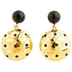 Sea Urchin Earrings with Onyx and Gold 18 Karat