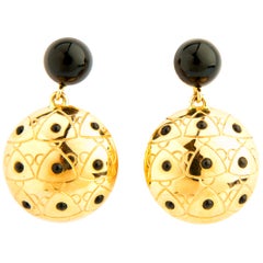 Sea Urchin Earrings with Onyx and Gold 18 Karat