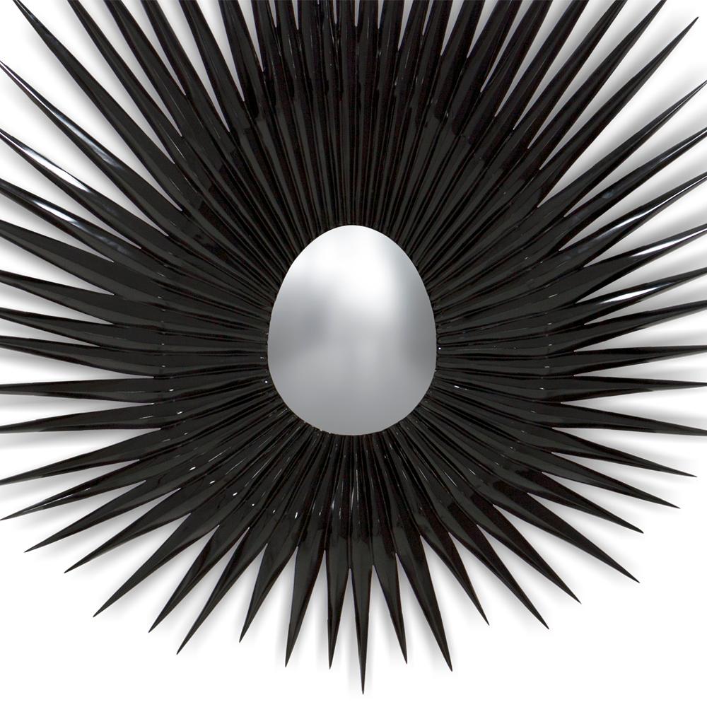 Contemporary Sea Urchin Mirror in Black Lacquered Finish For Sale