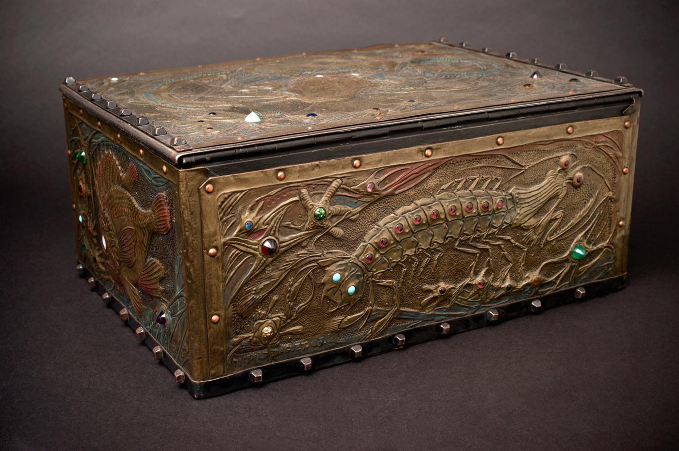 Art Nouveau Seabed Repoussé Box by Alfred Daguet For Sale 5