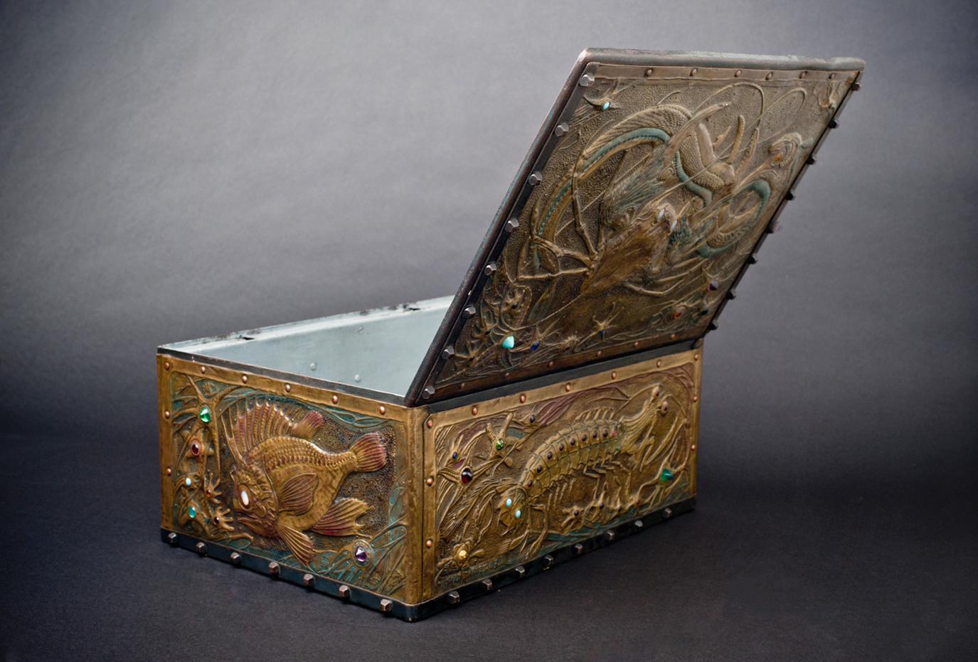 Art Nouveau Seabed Repoussé Box by Alfred Daguet For Sale 9