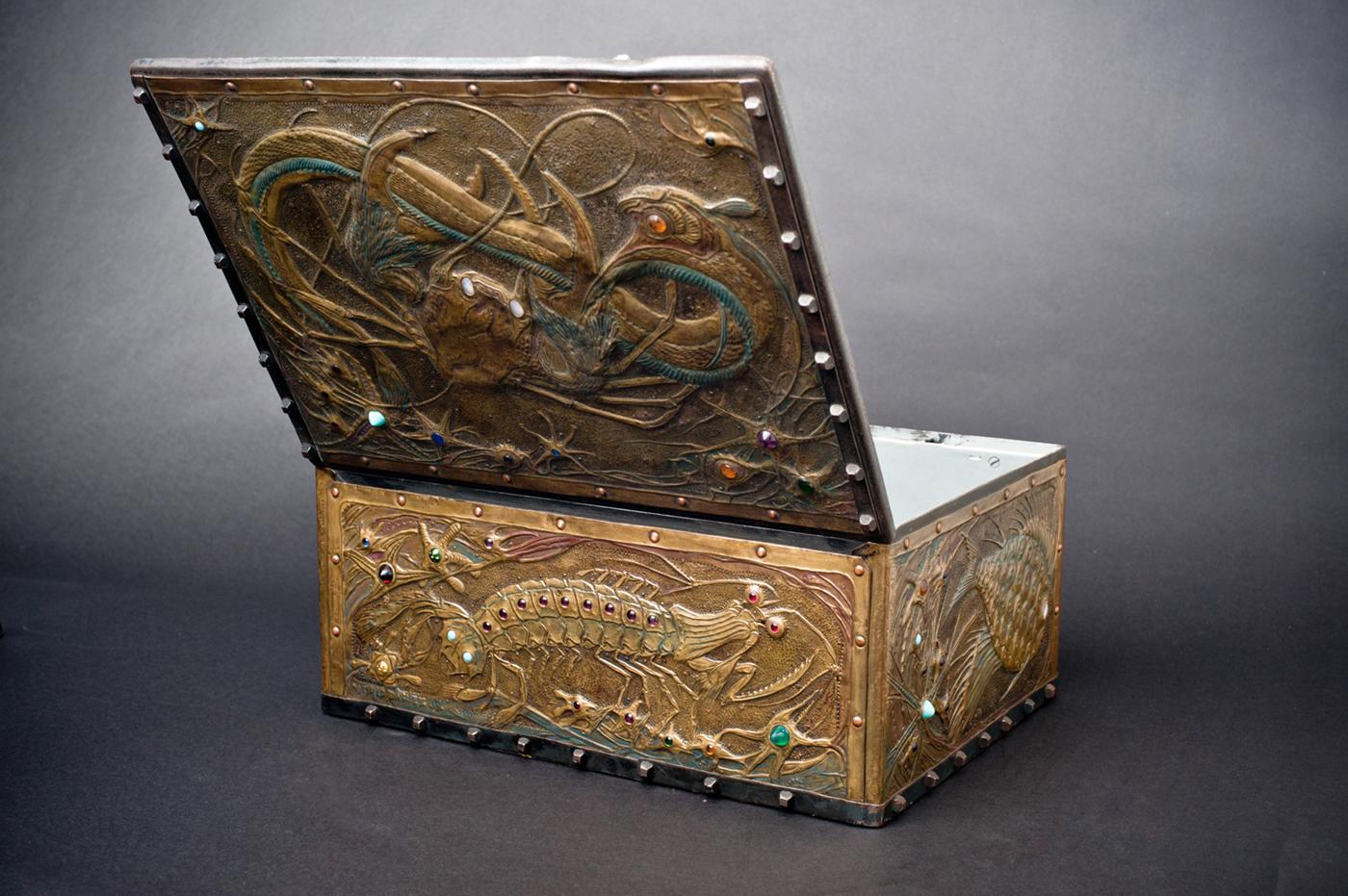 Art Nouveau Seabed Repoussé Box by Alfred Daguet For Sale 10