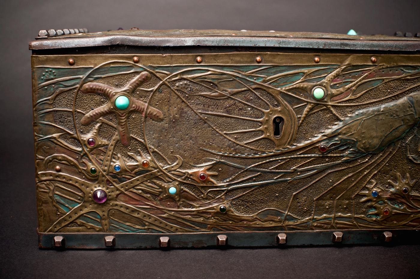 Art Nouveau Seabed Repoussé Box by Alfred Daguet In Good Condition For Sale In Chicago, US